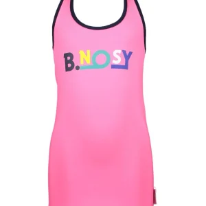 Girls Dumbbell Dress With Dot Aop And Chest - Roze