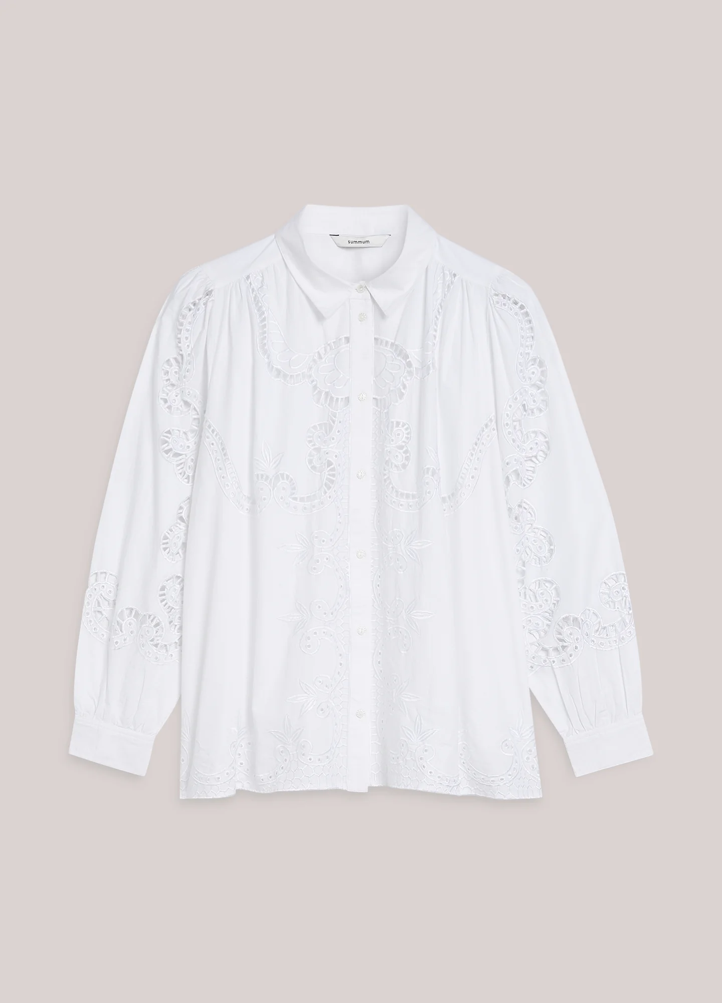 Overhemdblouse opengewerkt katoen - Afbeelding 8