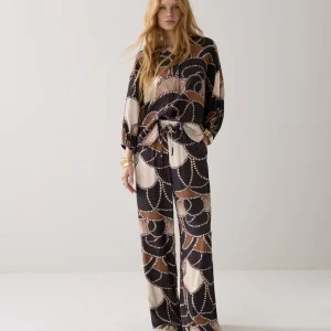 Trousers All Over Twill Satin - Bruin Dessin