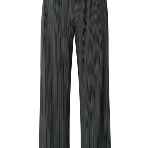 Jersey Plisse Wide Leg Trouser - Antraciet