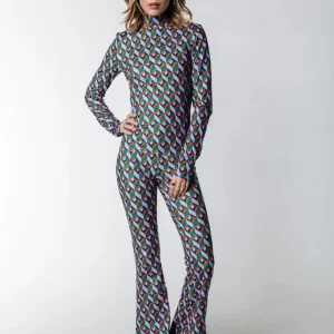 Graphic Peached Extra Flare Pants - Multicolor