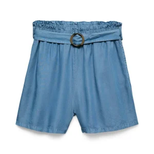 Vmfleur Hw Paperbag Belt Tencel Sho - Blue Denim