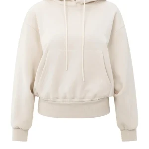 Hoodie With Pleated Bottom - Off-white