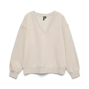 Vmdaisy Pearl V-neck Sweat Jrs Ga Boo - Beige