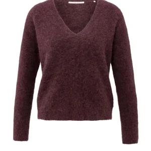Soft Sweater With V-neck - Bordeaux