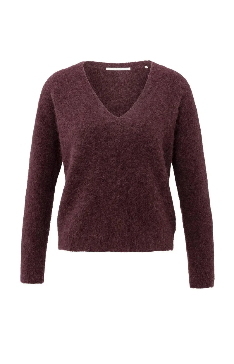Soft Sweater With V-neck - Bordeaux - Afbeelding 2