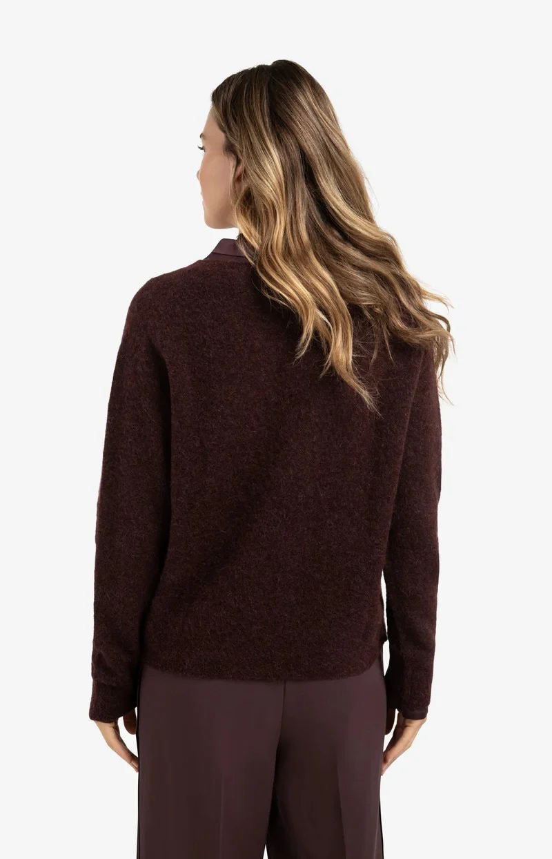 Soft Sweater With V-neck - Bordeaux - Afbeelding 5