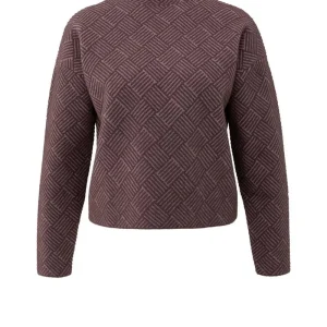 Jacquard Sweater With Collar - Aubergine