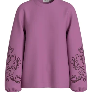 Visiffi Emb O-neck L/s Sweat/lc - Roze