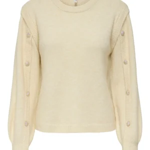 Onlrene Life Ls Button O-neck Cs Knt - Off-white
