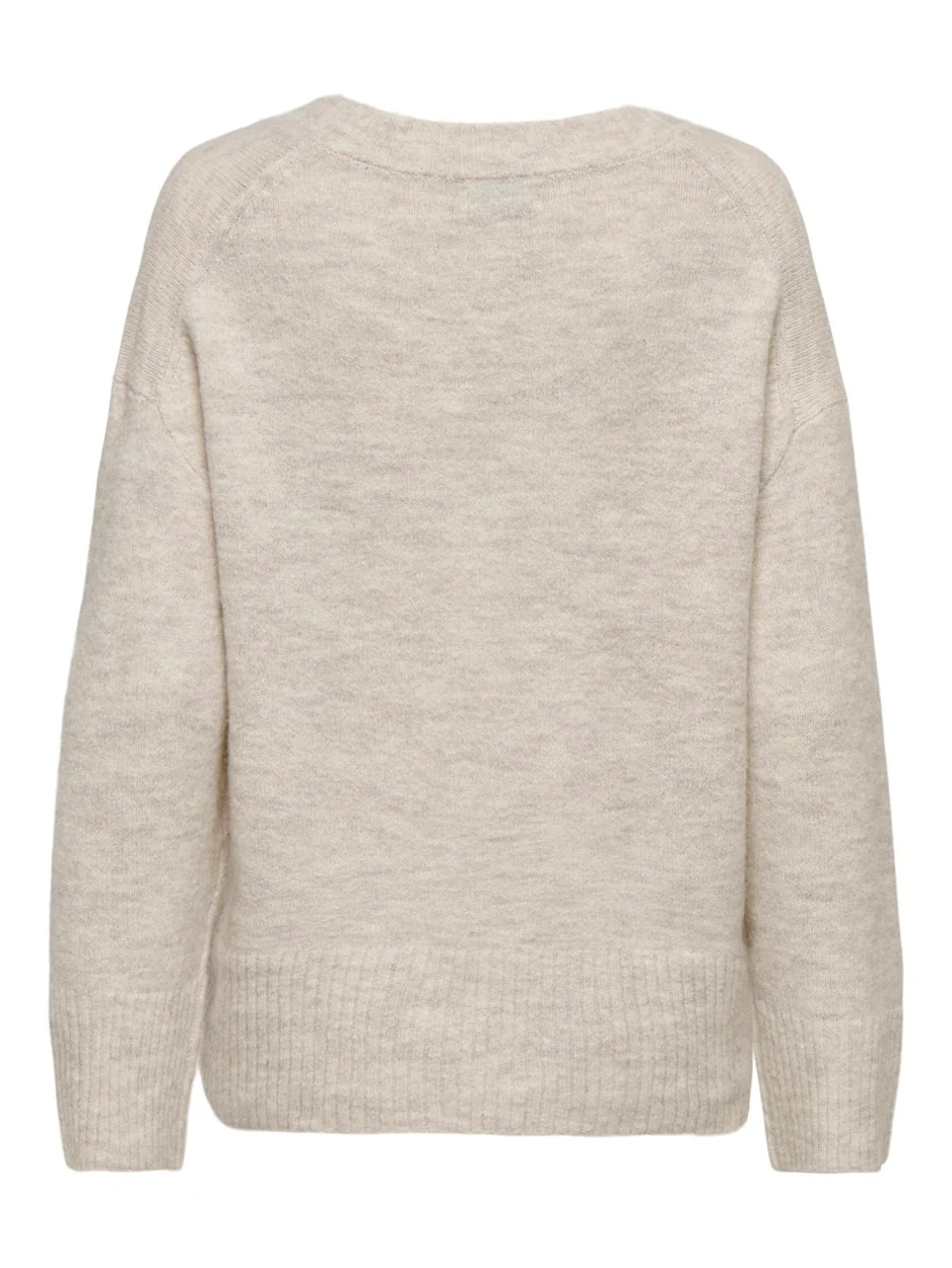 Jdymarina L/s V-neck Pullover Knt - Beige - Afbeelding 3