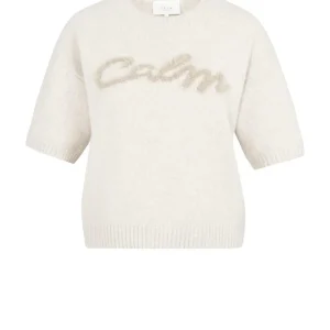 Gebreide Trui Met Fluffy Tekst - Beige