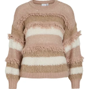 Vituri O-neck L/s Sequin Knit Top - Zand Dessin