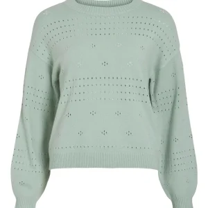Viril L/s O-neck Pointelle Knit Top - Mint