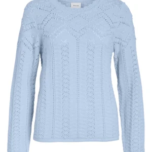 Vininia O-neck L/s Knit Top/pb - Lichtblauw