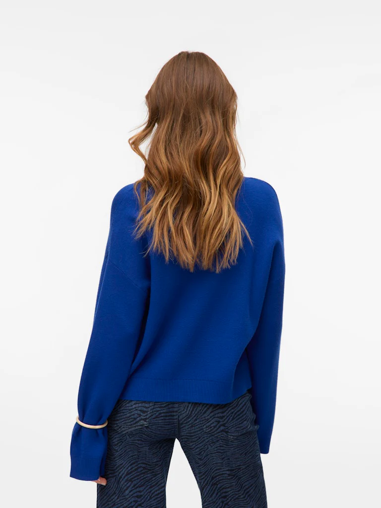 Vmgold Art Ls V-neck Pullover - Kobalt - Afbeelding 5