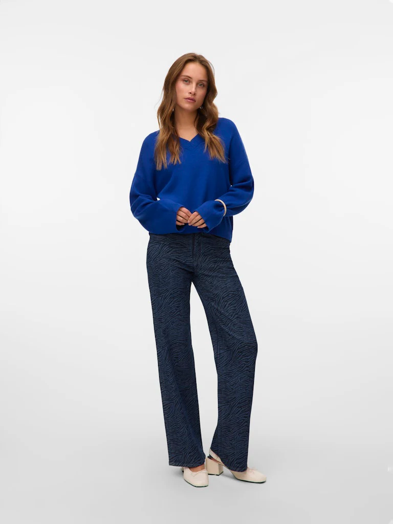 Vmgold Art Ls V-neck Pullover - Kobalt - Afbeelding 6