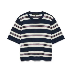 Vmsilje 2/4 O-nck Oversize Pull Ga Noos - Blauw Dessin