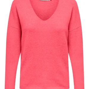 Onlrica L/s V-neck Pullo Knt Noos - Koraal Rood