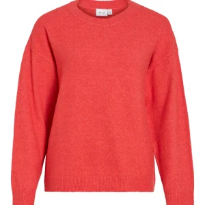 Viliga L/s O-neck Knit Top - Noos - Framboos