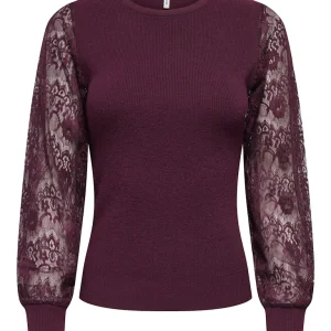 Onlperry Life Ls Mix O-neck Knt - Bordeaux