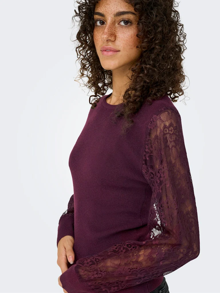 Onlperry Life Ls Mix O-neck Knt - Bordeaux - Afbeelding 6