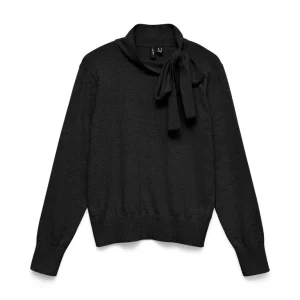 Vmnina Bow Ls Knit Pullover Exp - Zwart