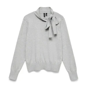 Vmnina Bow Ls Knit Pullover Exp - Grijs Melee