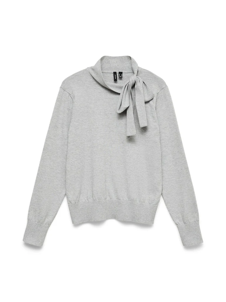 Vmnina Bow Ls Knit Pullover Exp - Grijs Melee - Afbeelding 2
