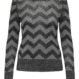 Onljillo Ls Zigzag O-neck Glitter Knt - Zwart Dessin