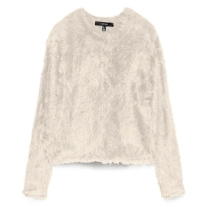 Vmfluffy Ls O-neck Cardigan - Off-white