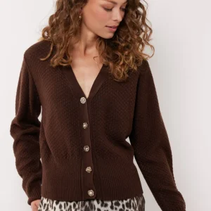 Dolores Knitting Cardigan##5; 514 Dark Chocola - Bruin