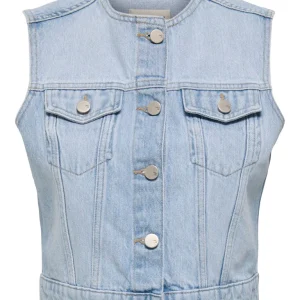 Onlfeliz Dnm Waistcoat Round Collar Tai - Blue Denim