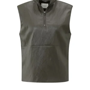 Sleeveless Faux Leather Top - Bruin