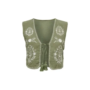 Onlthyra Sl Emb Vest Wvn - Groen Dessin