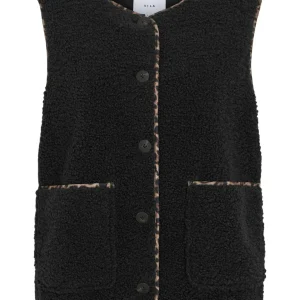 Viada Printed Piping Teddy Vest - Zwart