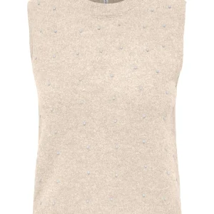 Onlrenata Sl O-neck Pearl Vest Knt - Off-white