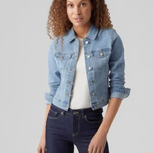 Vmluna Ls Slim Dnm Jacket Mix Ga No - Blue Denim