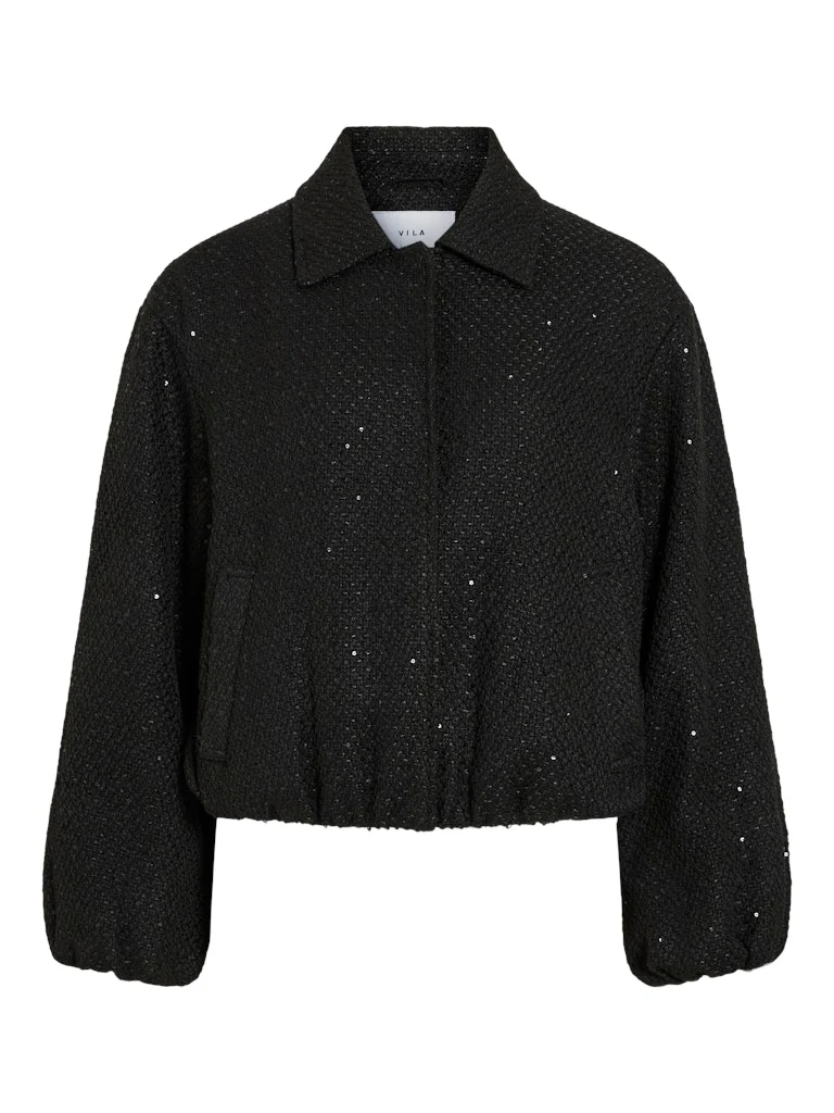 Vicapsy L/s Glitter Jacket - Zwart