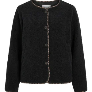 Viada Printed Piping Teddy Jacket - Zwart