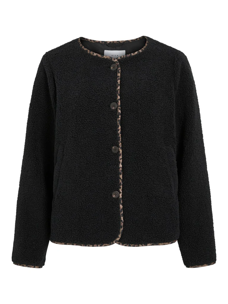 Viada Printed Piping Teddy Jacket - Zwart