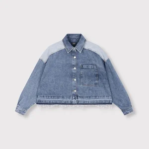 Mixed Denim Blouse - Blue Denim