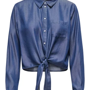 Jdyjasper L/s Knot Shirt Wvn - Blue Denim