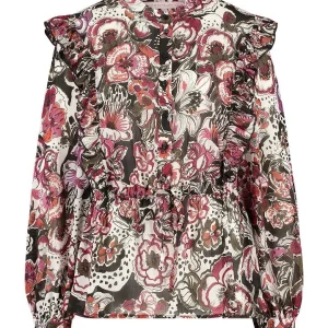06388 Dieke Crepe Flower Blouse - Ecru Dessin
