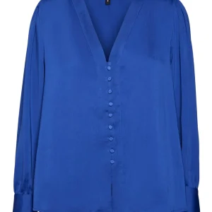 Vmgisana L/s V-neck Shirt Wvn Btq - Kobalt