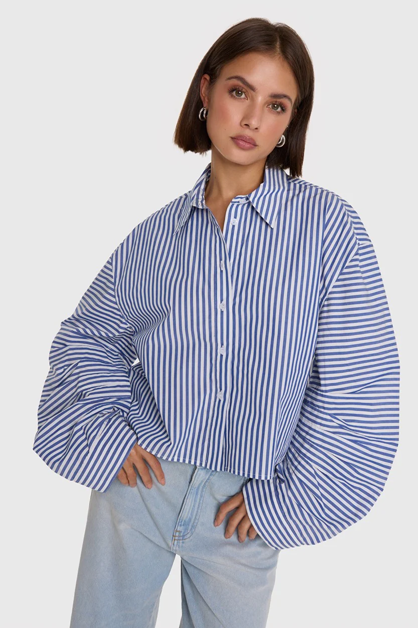 Fancy Stripe Blouse - Blauw Dessin - Afbeelding 4