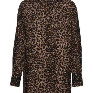 Vmkittie Mdot Ls Oversize Shirt Wvn - Bruin Dessin
