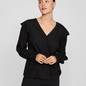 Videstina V-neck Ls Top - Zwart