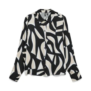 Vmcindy Regina Ls Shirt Wvn Ga - Zwart Dessin