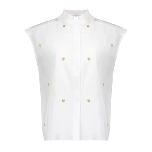 Blouse Lurex Hearts - Wit Dessin